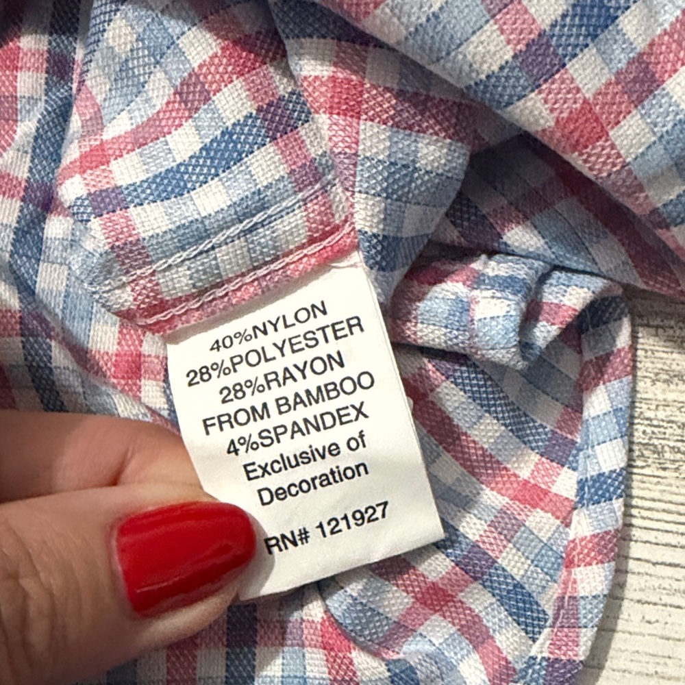 johnnie-O Blue and Red Plaid Button Down Shirt Size 10 - Picture 6 of 7